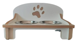 [6260] COMEDERO DOBLE MDF PATITA CHICO