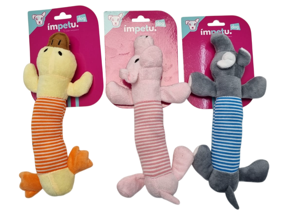 PELUCHE ALARGADO ANIMALITO RAYADO 